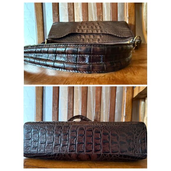 Brahmin Anytime Baguette Shoulder Bag – Melbourne Croc Embossed Leather Brown - Picture 6 of 17